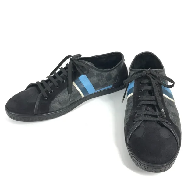 Louis Vuitton Damier Graphite lace-up sneakers in canvas, men's, black in Black/Blue Canvas from Elady