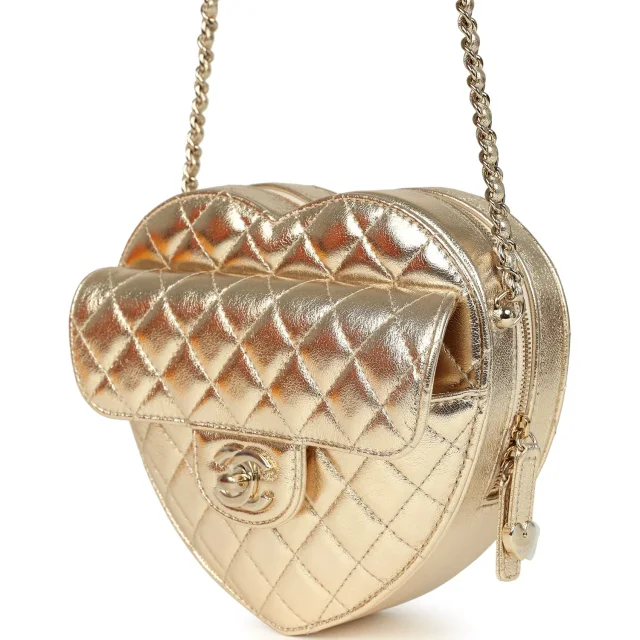 Chanel CC In Love Large Heart Bag in Gold Lambskin from Madison Avenue Couture, photo 5 of 9
