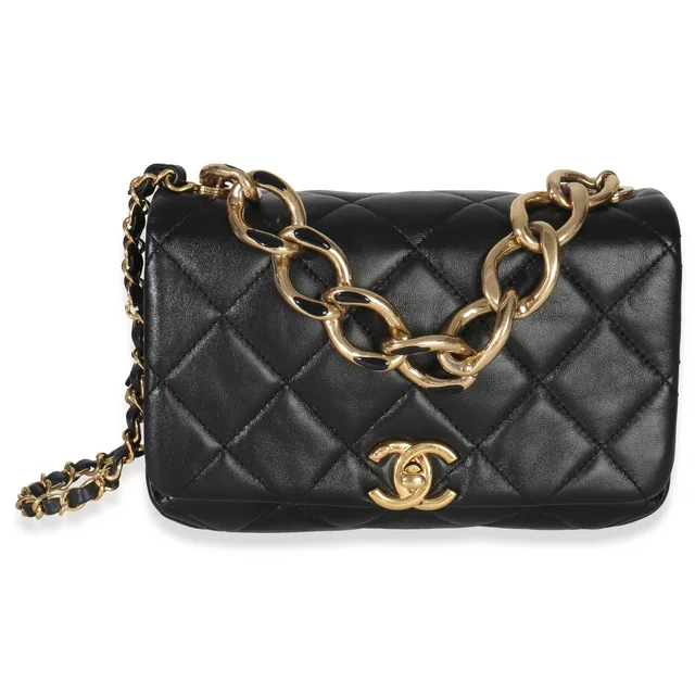 Chanel Black Quilted Lambskin Small Colour Match Flap Bag in Black Lambskin from Luxury Promise