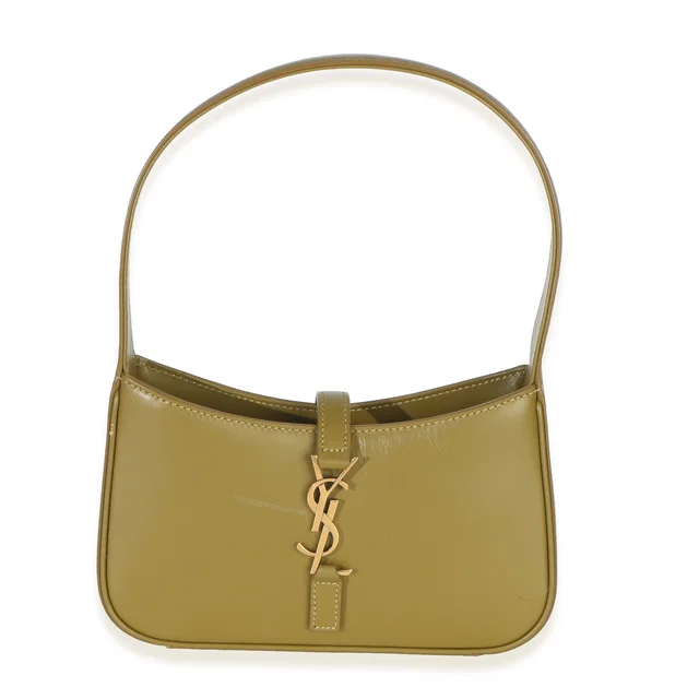 Saint Laurent Olive Smooth Calfskin Mini Le 5 A 7 Hobo Green Leather Handbag in Green Calfskin from HEWI