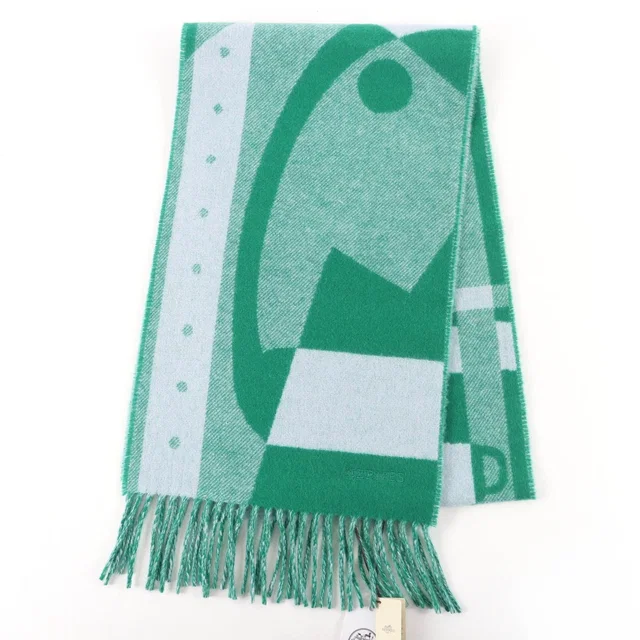 Hermès Workman Female Cashmeremuffler Steady Go Mint/ Bicolor Scarf from The Reluxe