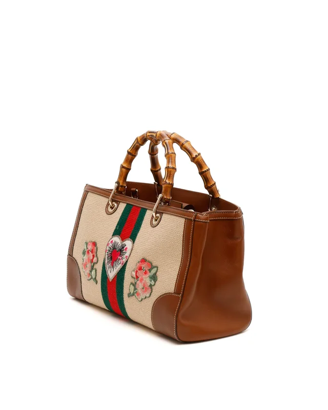 Gucci Bamboo Embroidered Handbag in Canvas from A Retro Tale, photo 3 of 10