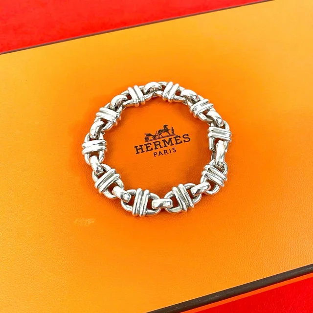 Hermès Vintage Cybele 925 Sterling Silver Chain Bracelet Bangle in Silver from The Reluxe