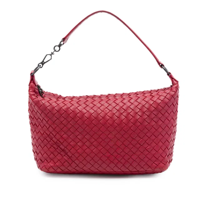 Red Bottega Veneta Nappa Intrecciato Shoulder Bag in Red Nappa leather from Designer Revival