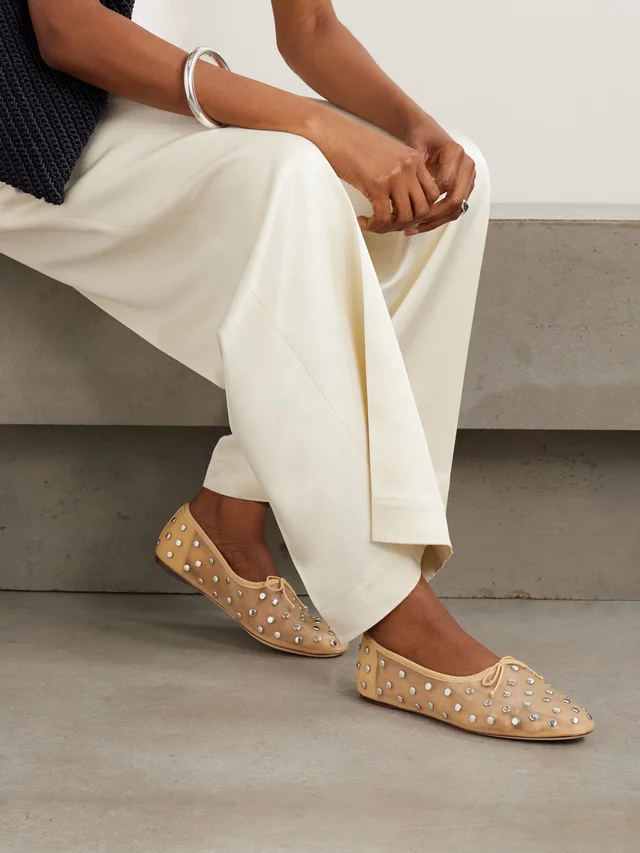 LOEFFLER RANDALL Landon embellished mesh ballet flats in Beige, photo 2 of 2 from NET-A-PORTER (Canada)