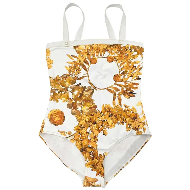 Chanel 2017-2018 Swimwear Swimsuit White Gold #36 in White Nylon from AMORE Vintage Tokyo