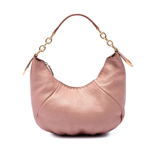 Pink Fendi Metallic Pebbled Leather Selleria Shoulder Bag in Pink Leather from Designer Revival