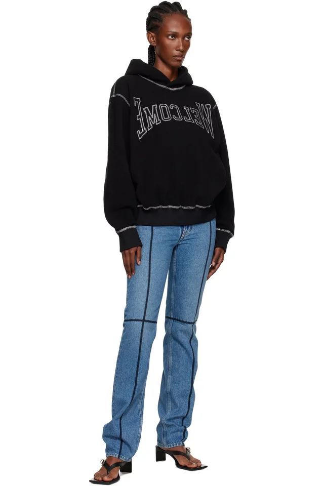 MM6 Maison Margiela Black 'Welcome' Hoodie, photo 4 of 4 from SSENSE
