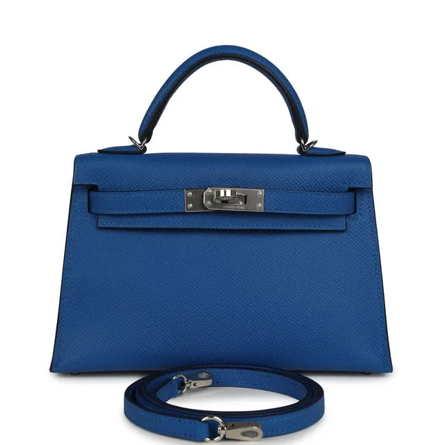Hermès Kelly Sellier 20 Bleu Zellige Epsom Palladium Hardware in Blue Epsom leather from Madison Avenue Couture