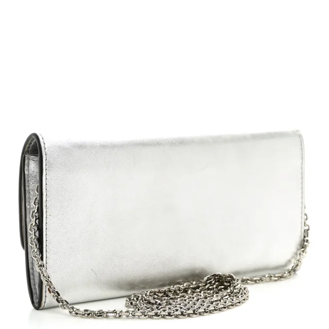 Fendi Metallic Calfskin Continental Wallet On Chain Argento in Calfskin from FASHIONPHILE, photo 2 of 9