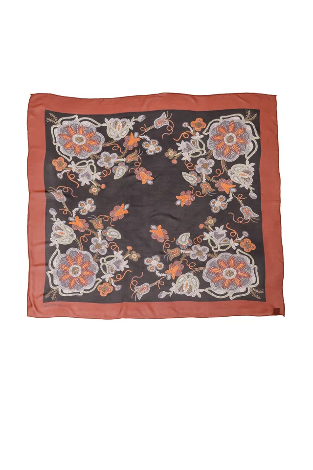Versace Sheer Midnight Floral Scarf in Silk from Recess LA