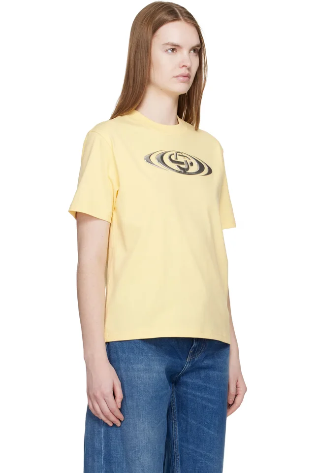 Casablanca Yellow Warped Logo Corrosion T-shirt, photo 2 of 4 from SSENSE