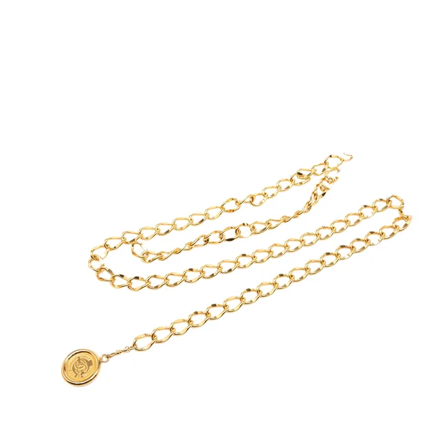 Gold Chanel Gold Plated CC Medallion Chain Belt in Gold from Designer Revival