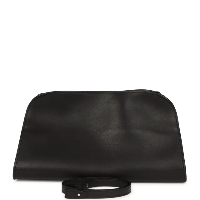The Row Peggy Clutch Black Saddle Leather Silver Hardware in Black Leather from Madison Avenue Couture