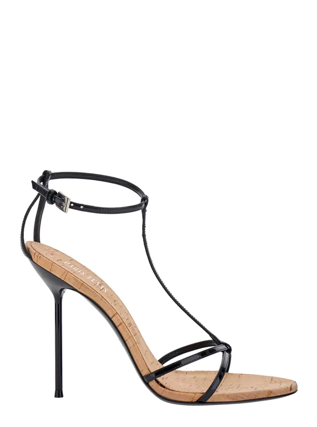 PARIS TEXAS 'Lidia' Black High Heel Sandals with Adjustable Strap in Leather Women in Black 100% Calf, photo 2 of 8 from Gaudenzi Boutique