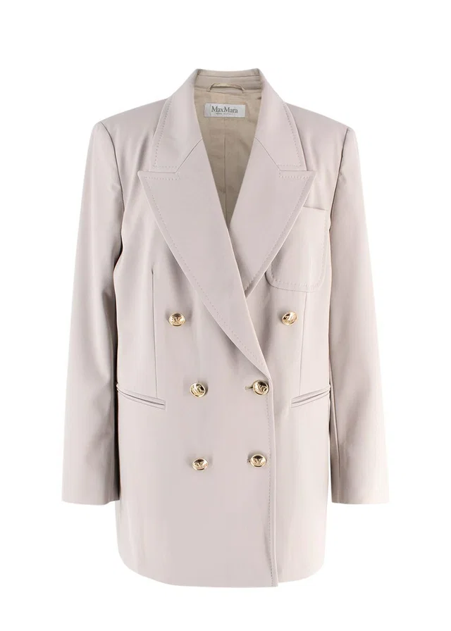 Max Mara Stone 'Reale' Double-Breasted Blazer in Wool from HEWI