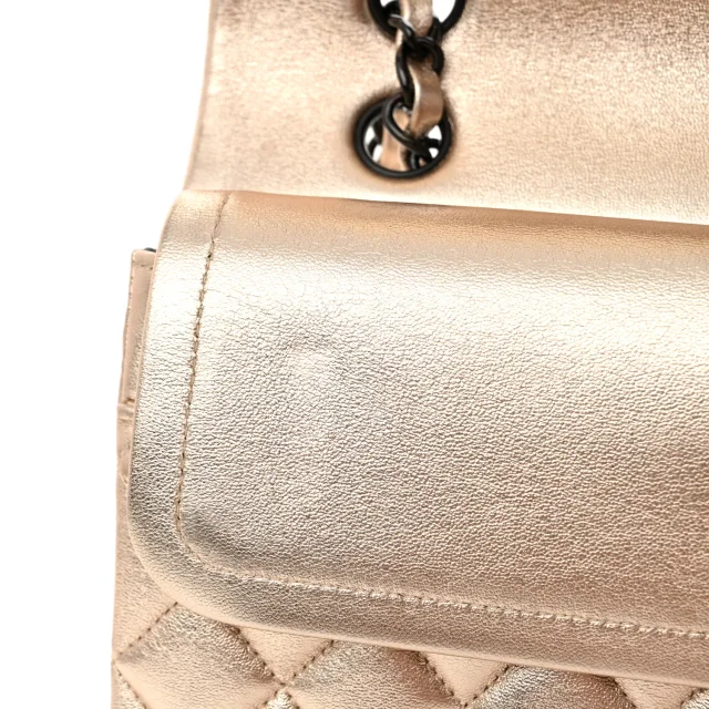 Chanel Metallic Lambskin Quilted Medium Double Flap Gold Black in Black Lambskin from FASHIONPHILE, photo 11 of 12