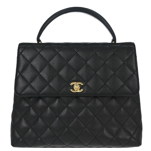 Chanel 2000-2002 Black Caviar Skin Kelly Handbag in Black Caviar leather from AMORE Vintage Tokyo