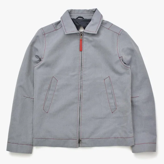 Prada Sport Archive Work Jacket Contrast Stitch Gray Red Double in Red Leather from The Reluxe