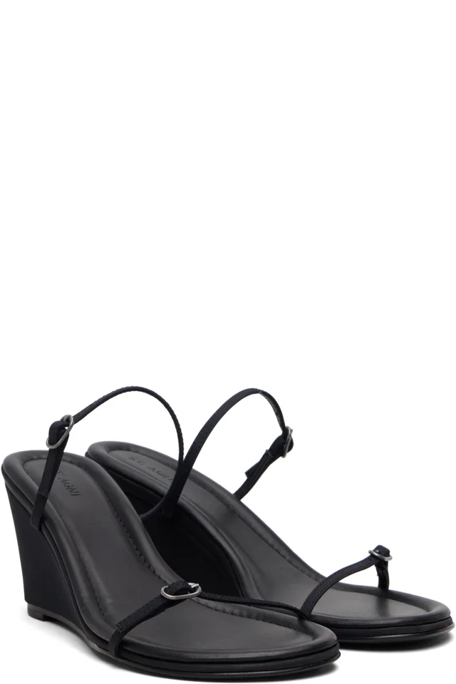 St. Agni Black Petit Belt Detail Wedge Heeled Sandals, photo 4 of 5 from SSENSE