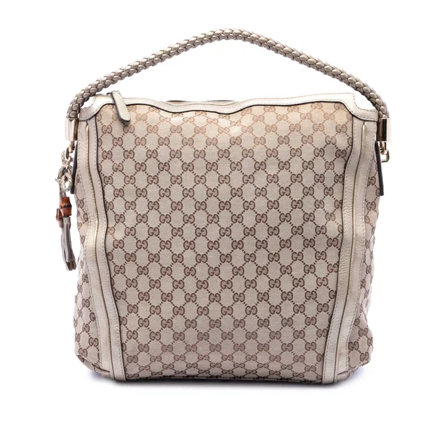 Beige Gucci Large GG Canvas Bella Tote in Beige Canvas from Designer Revival