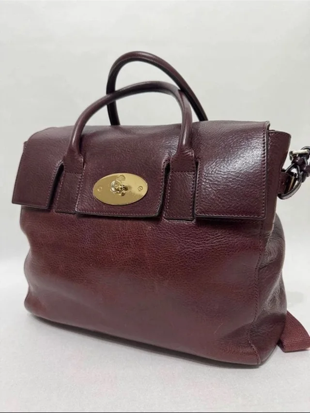 Mulberry Burgundy Leather Top-Handle Briefcase With Gold Hardware in red Leather from Poshmark