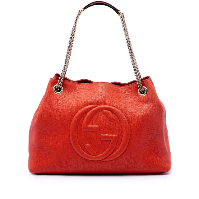 Orange Gucci Medium Calfskin Soho Chain Tote in Orange Calfskin from Designer Revival