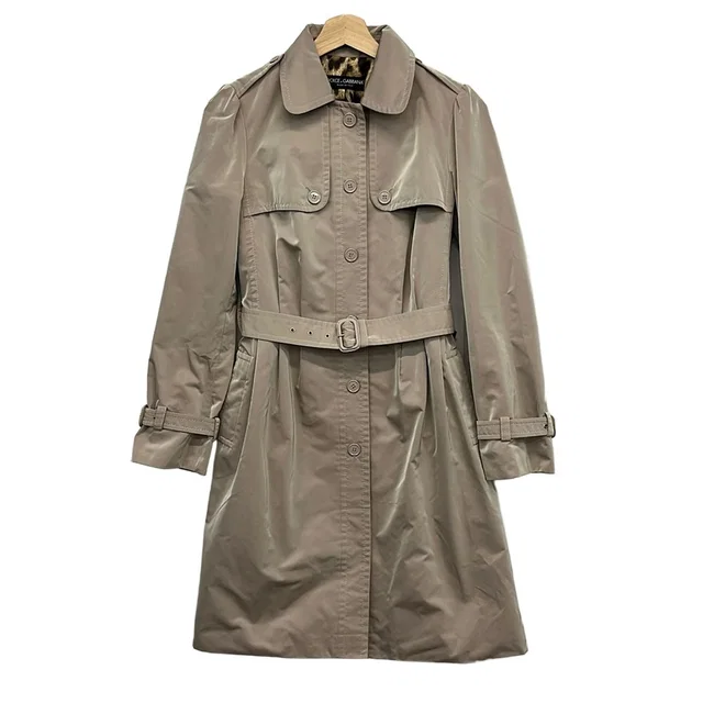 Dolce & Gabbana Coat 38 S Gray Beige Long Sleeve Spring Autumn in Beige from The Reluxe