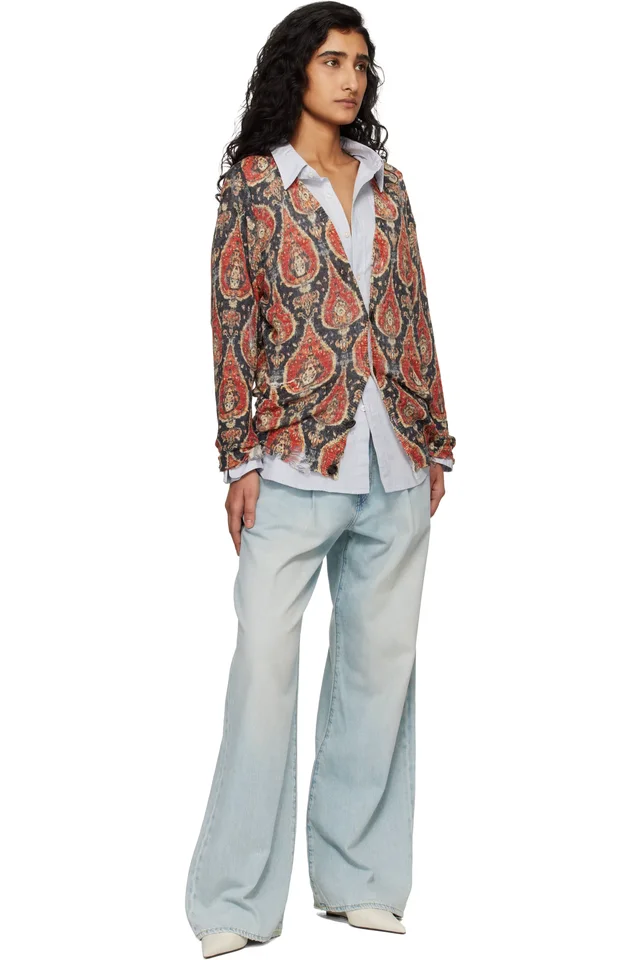 R13 Blue Wide Leg Damon Pleated Jeans, photo 4 of 4 from SSENSE