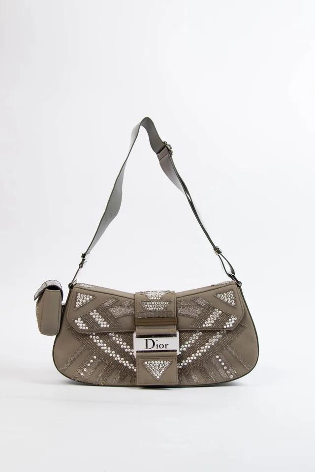 2000s Christian Dior Sequin Columbus Shoulder Bag in Patent leather from Break Archive