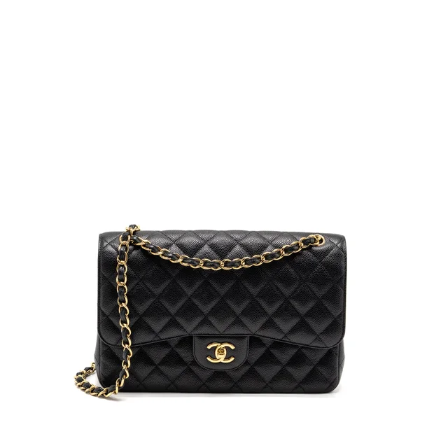 Chanel Jumbo Classic Double Flap Bag Caviar Black GHW in Black Caviar leather from EMIER