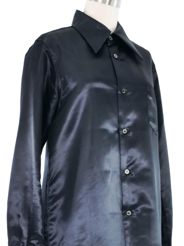 2018 Comme des Garcons Ruffle Hem Shirt Dress in Satin from Arcade Vintage, photo 2 of 2