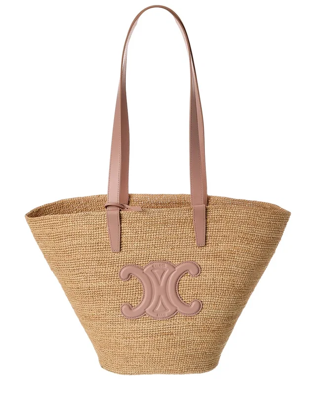 CELINE Classic Panier Raffia & Leather Tote, image 1 of 1 from Gilt