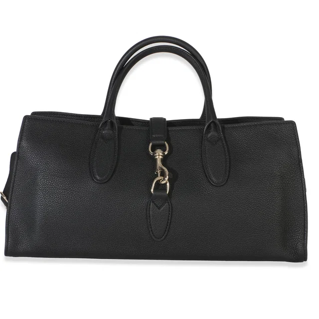 Gucci Black Pebbled Calfskin Medium Jackie Tote Bag Leather Handbag in Black Calfskin from HEWI