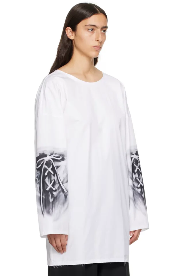 We11done White Raw Edge Long Sleeve T-Shirt, photo 2 of 4 from SSENSE