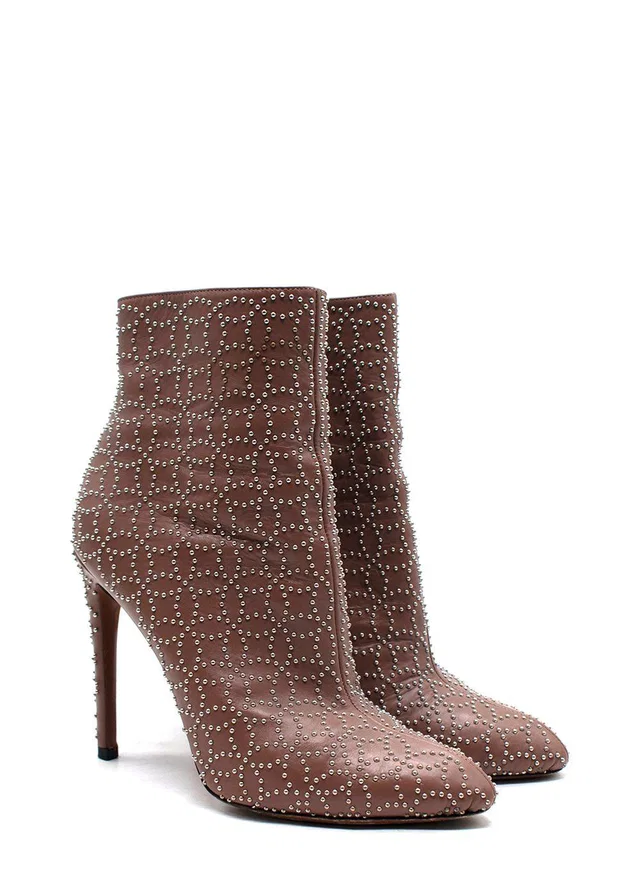 Alaïa Nude Studded Stiletto Ankle Boots from HEWI