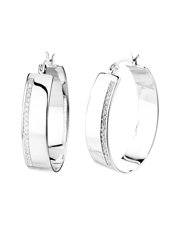 Amairah Silver 0.25 ct. tw. Lab-Grown Diamond Hoops, image 1 of 1 from Rue La La