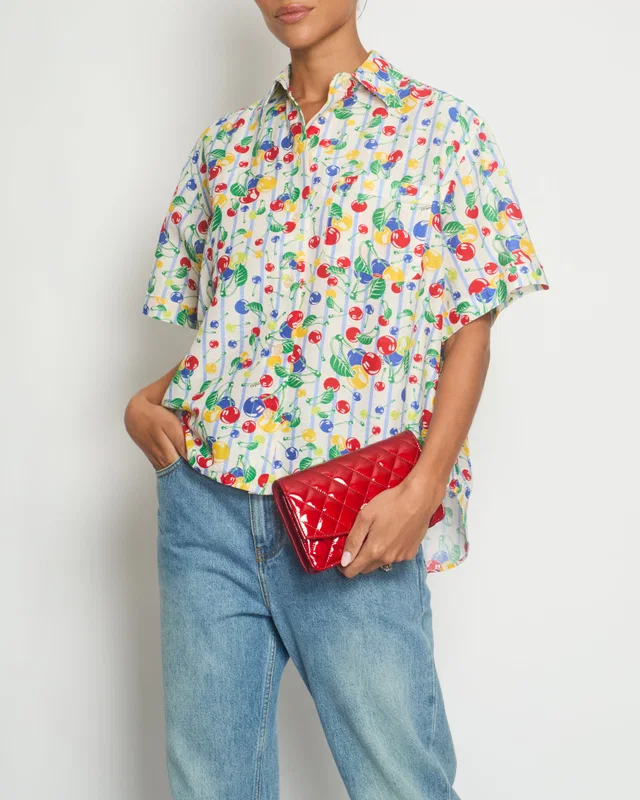 Gucci Red Cherry Print Bowling Shirt Size IT 36 (UK 4) in Red from Sellier