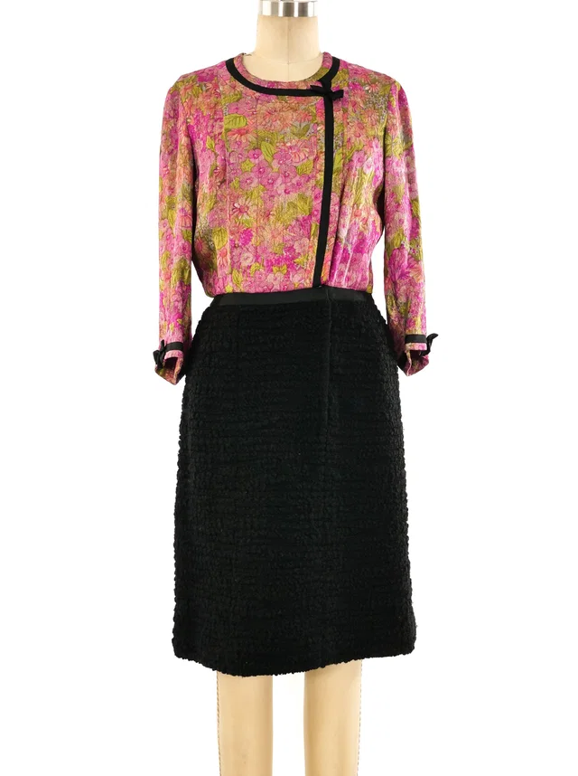1960's Chanel Couture Floral Dress in Silk from Arcade Vintage