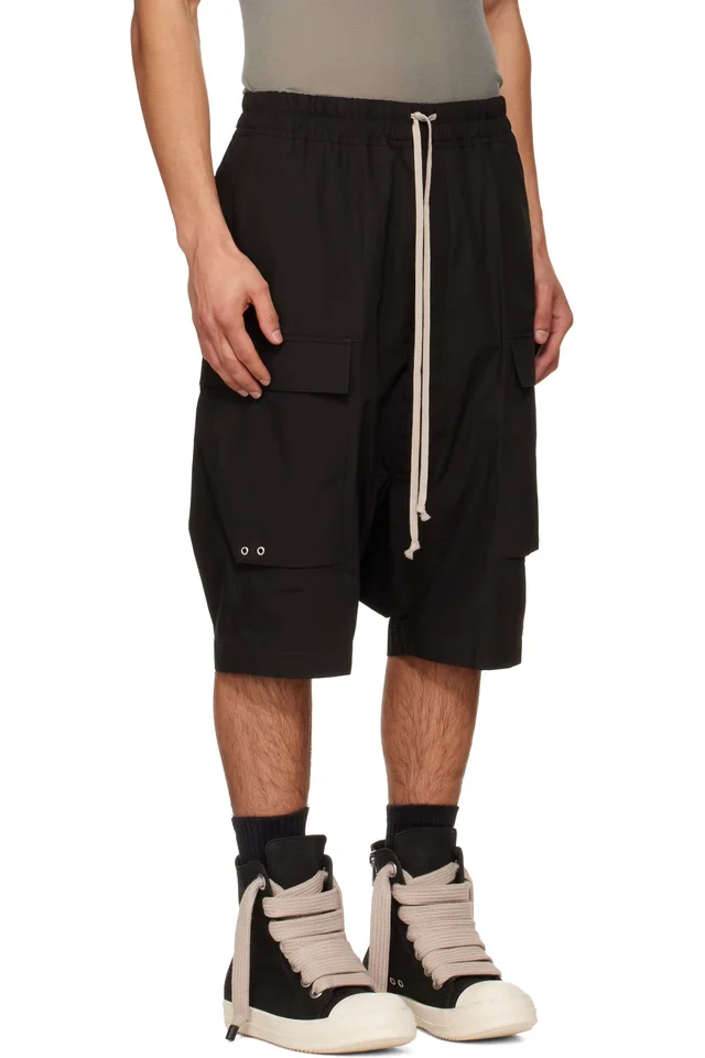 Rick Owens Black Temple Pods Cargo Shorts, photo 2 of 4 from SSENSE