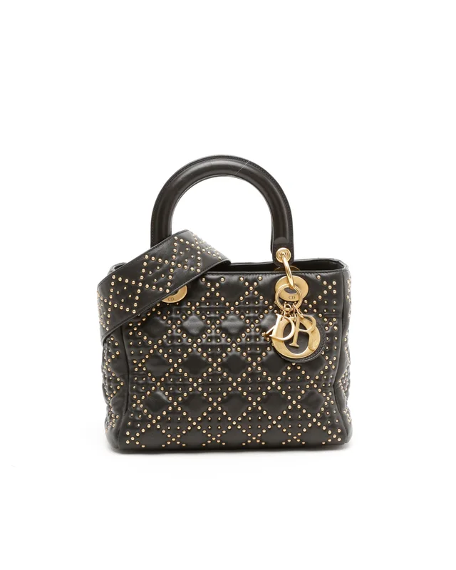 Cannage Studded Medium Lady Dior Bag in Suede from A Retro Tale, photo 2 of 7