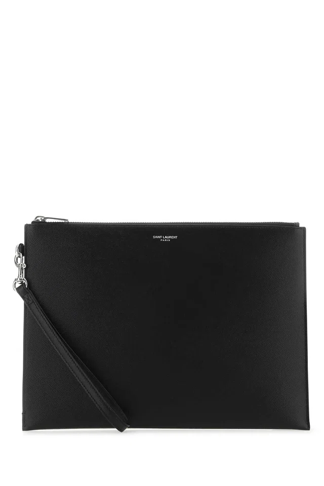 Saint Laurent Cover Clutch — Black Calf Skin Wallet in Black Calfskin from HEWI