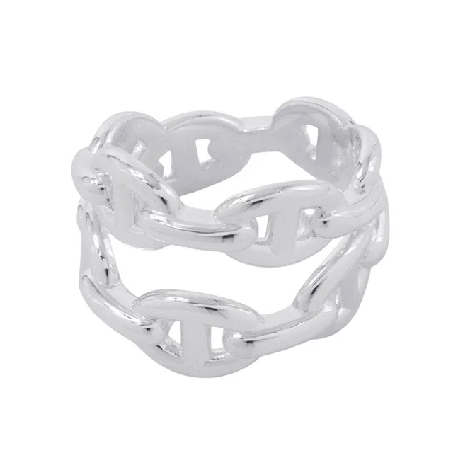 Hermès Chaine d'Ancre Double Row Ring Size 53/#13 SV925 from GALLERY RARE