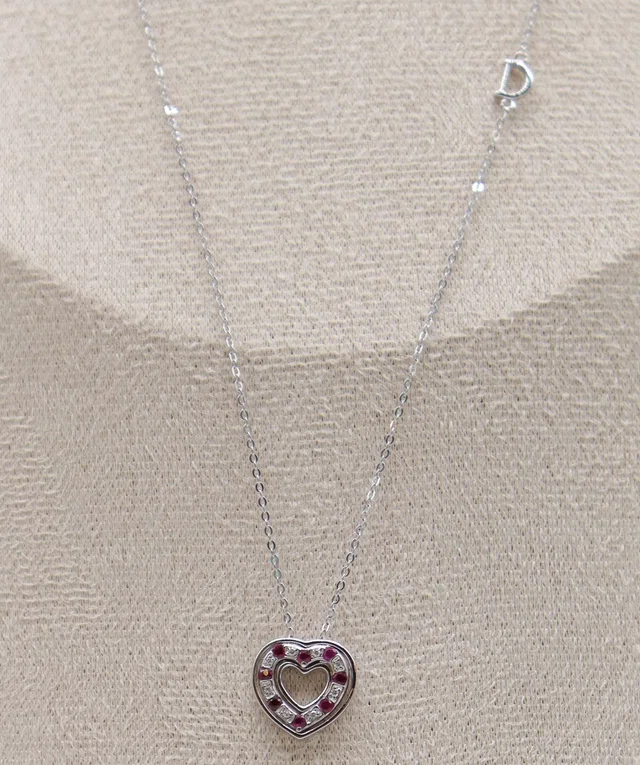 Damiani Belle Epoque Ruby Diamond Heart Necklace 50cm K18 WG White Gold 750 Necklace in White Leather from Luxury Promise