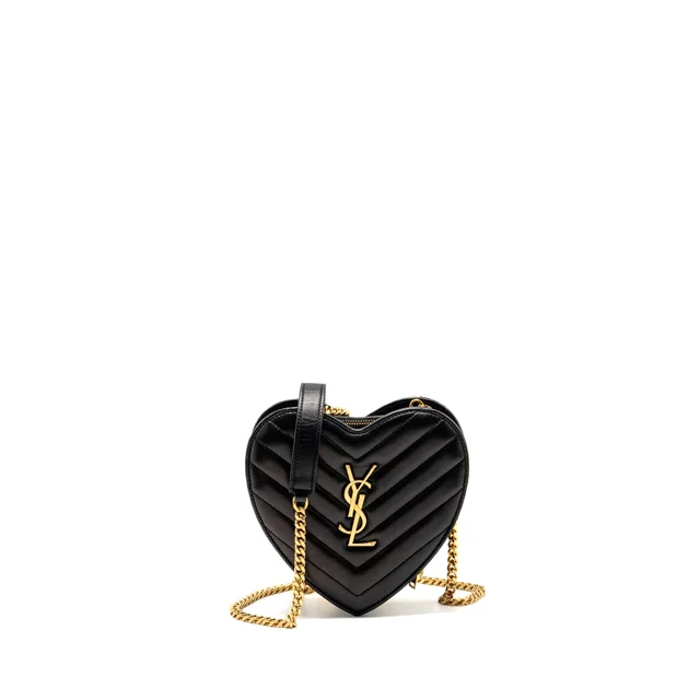 Saint Laurent Love Heart Chain Bag Lambskin Black GHW in Black Lambskin from EMIER