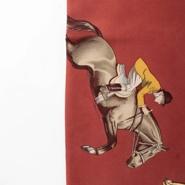 Hermès Jumping Silk 90 Scarf in Red Silk from Labellov, photo 3 of 4