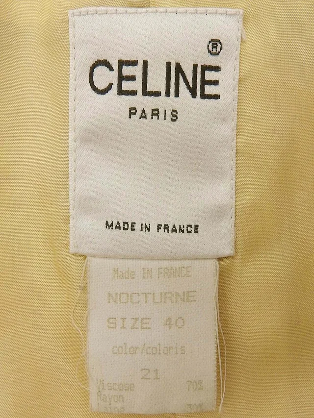 Celine Macadam Button Jacket #40 Yellow in Yellow Wool from VINTAGE QOO TOKYO