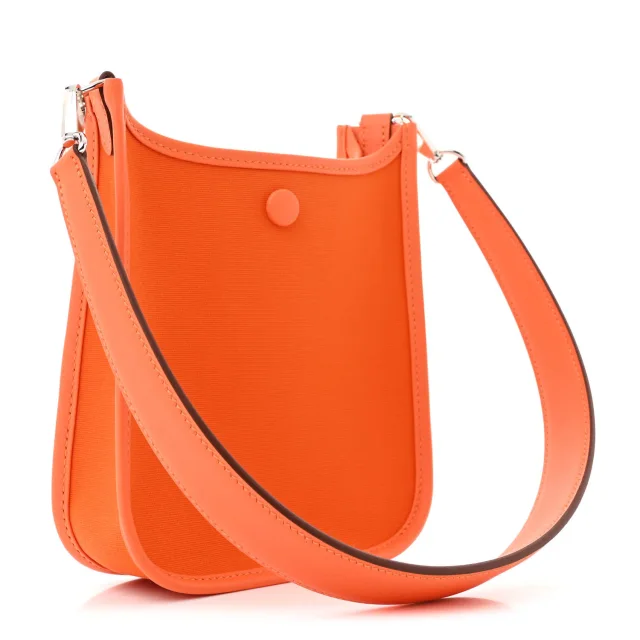 Hermès Toile Officier Swift Neo Evelyne TPM Feu Jaune D'Or Orange Minium in Orange Swift leather from FASHIONPHILE, photo 3 of 11