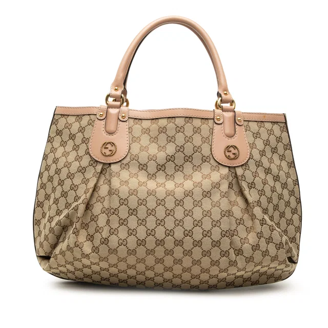 Beige Gucci Large GG Canvas Scarlett Tote in Beige Canvas from Designer Revival
