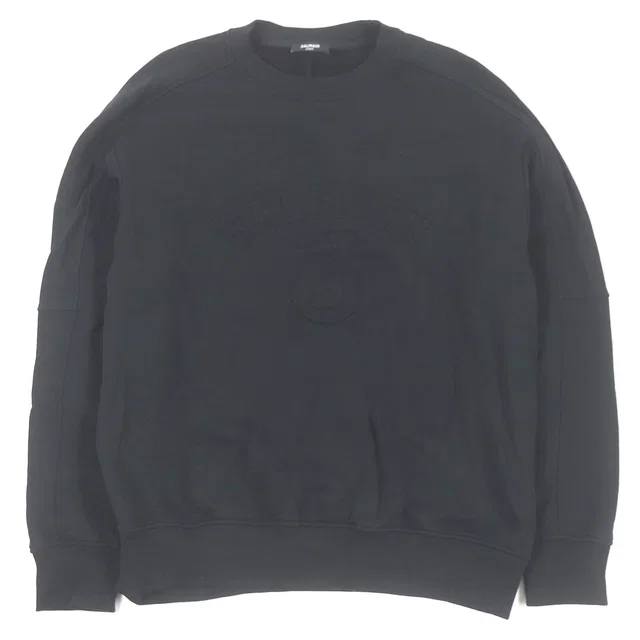 Balmain Logo Embossed Crew Neck Sweatshirt Black S in Black from LuxUness
